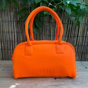 Puma early 2000s neon orange neoprene small gym bag/purse